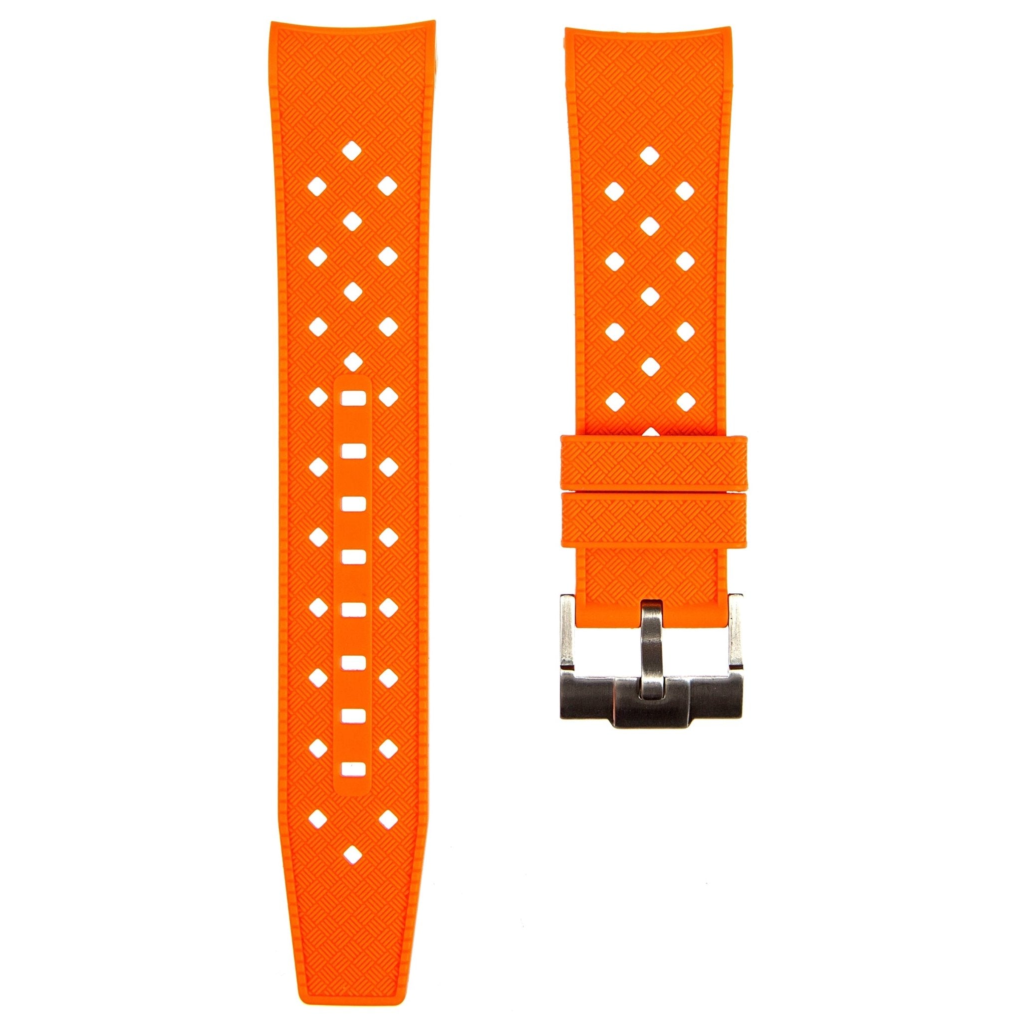 Vintage Tropical Curved End Premium Silicone Strap - Compatible with Blancpain x Swatch - Orange (2415) -StrapSeeker