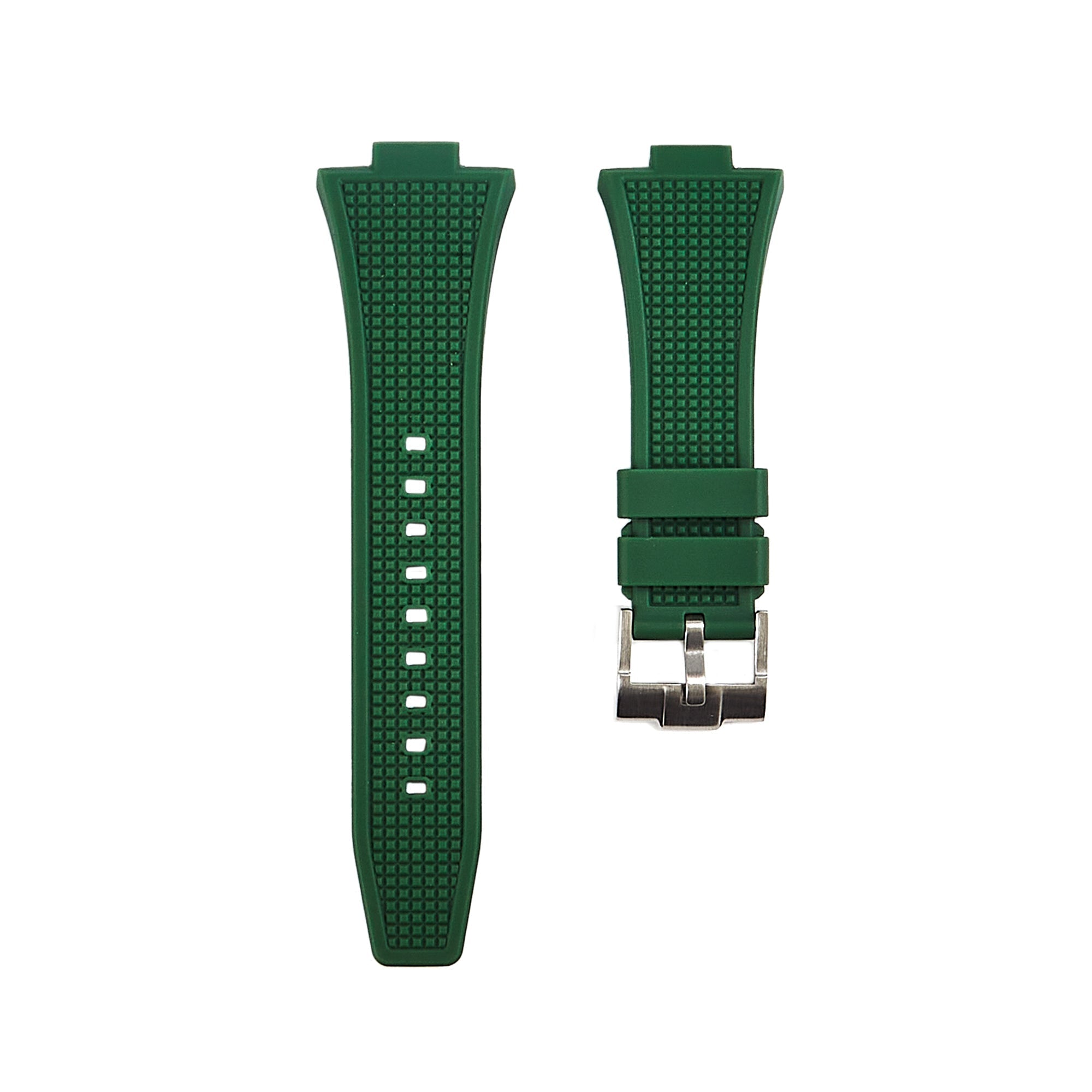 Waffle Premium Silicone Strap - Compatible with Tissot PRX - Quick Release – Green (2408) -StrapSeeker