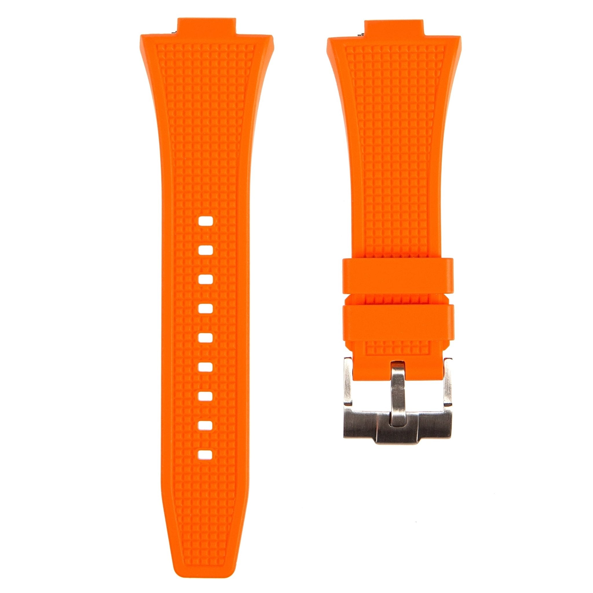 Waffle Premium Silicone Strap - Compatible with Tissot PRX Quick Release – Orange (2408) -StrapSeeker