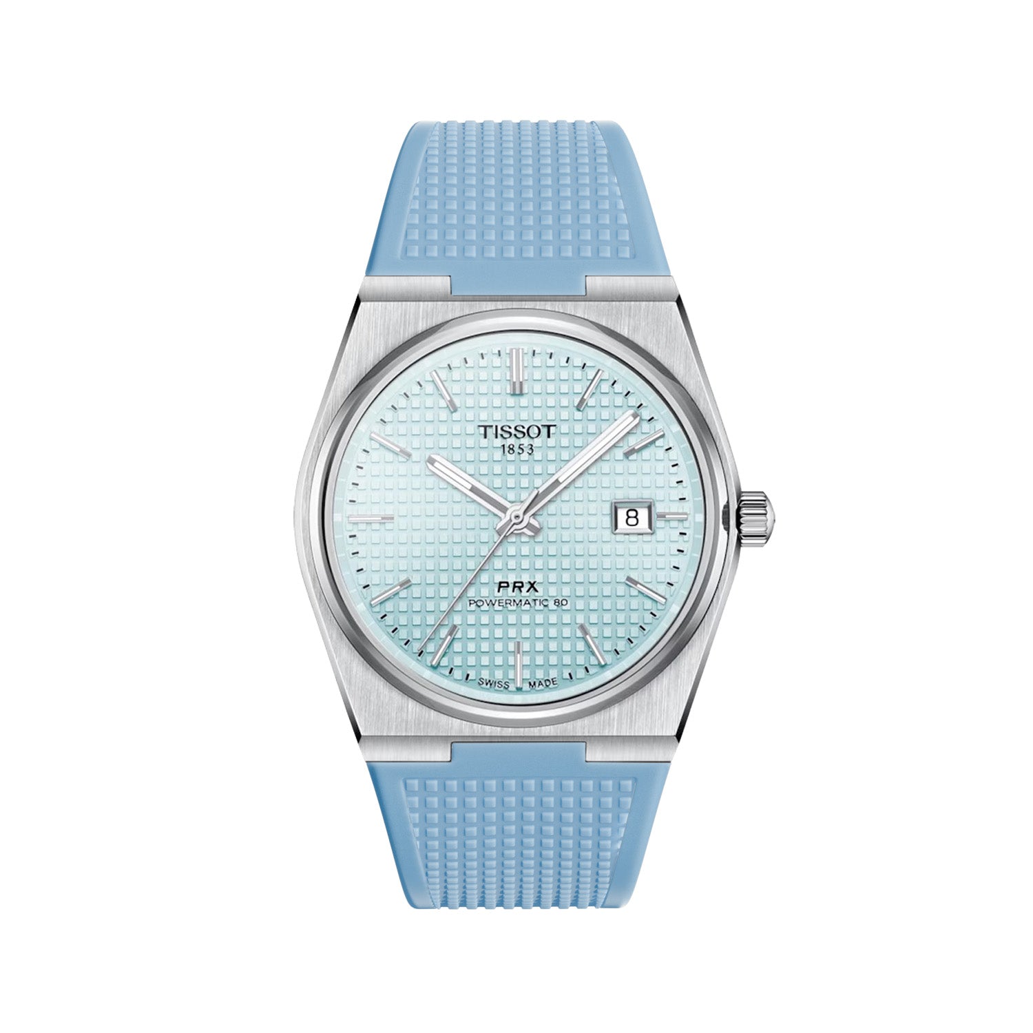 Waffle Premium Silicone Strap - Compatible with Tissot PRX - Quick Release - Pale Blue (2408) -StrapSeeker