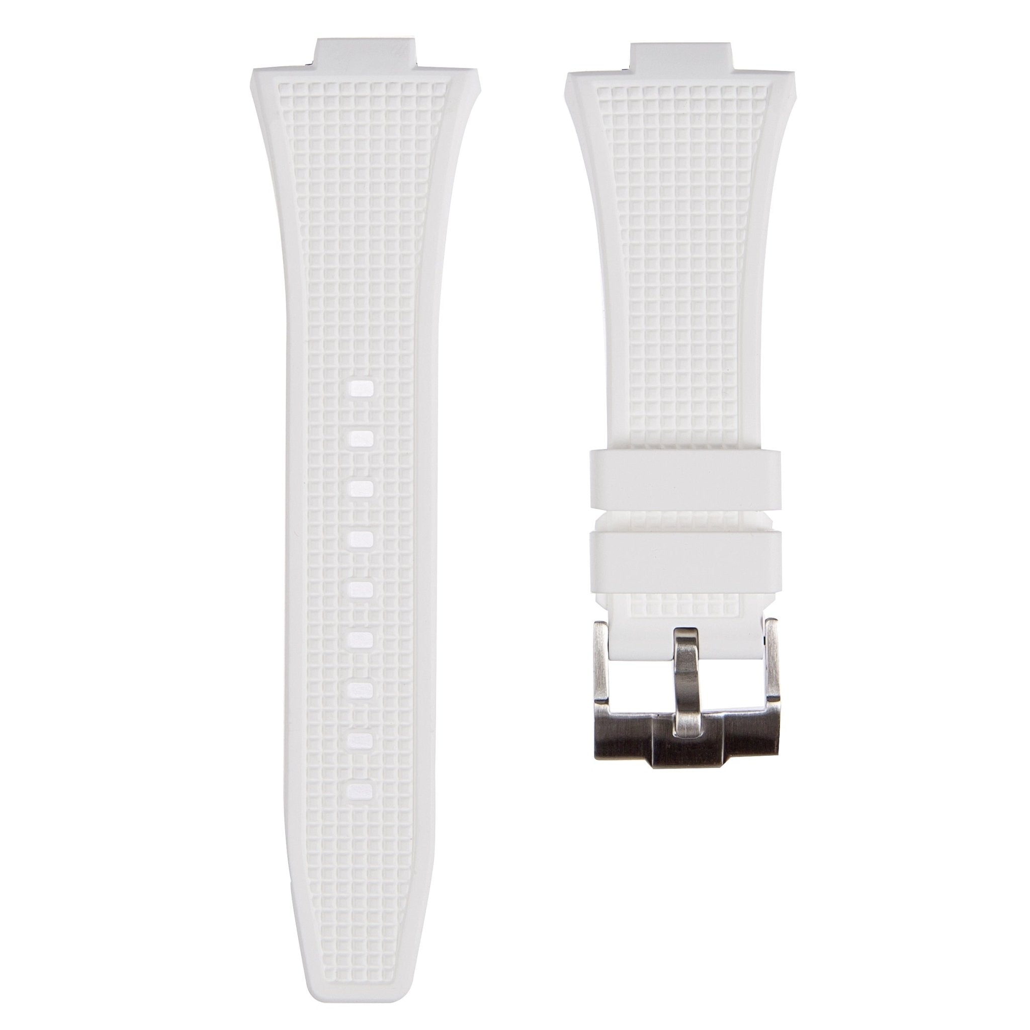 Waffle Premium Silicone Strap- Compatible with Tissot PRX Quick Release – White (2408) -StrapSeeker