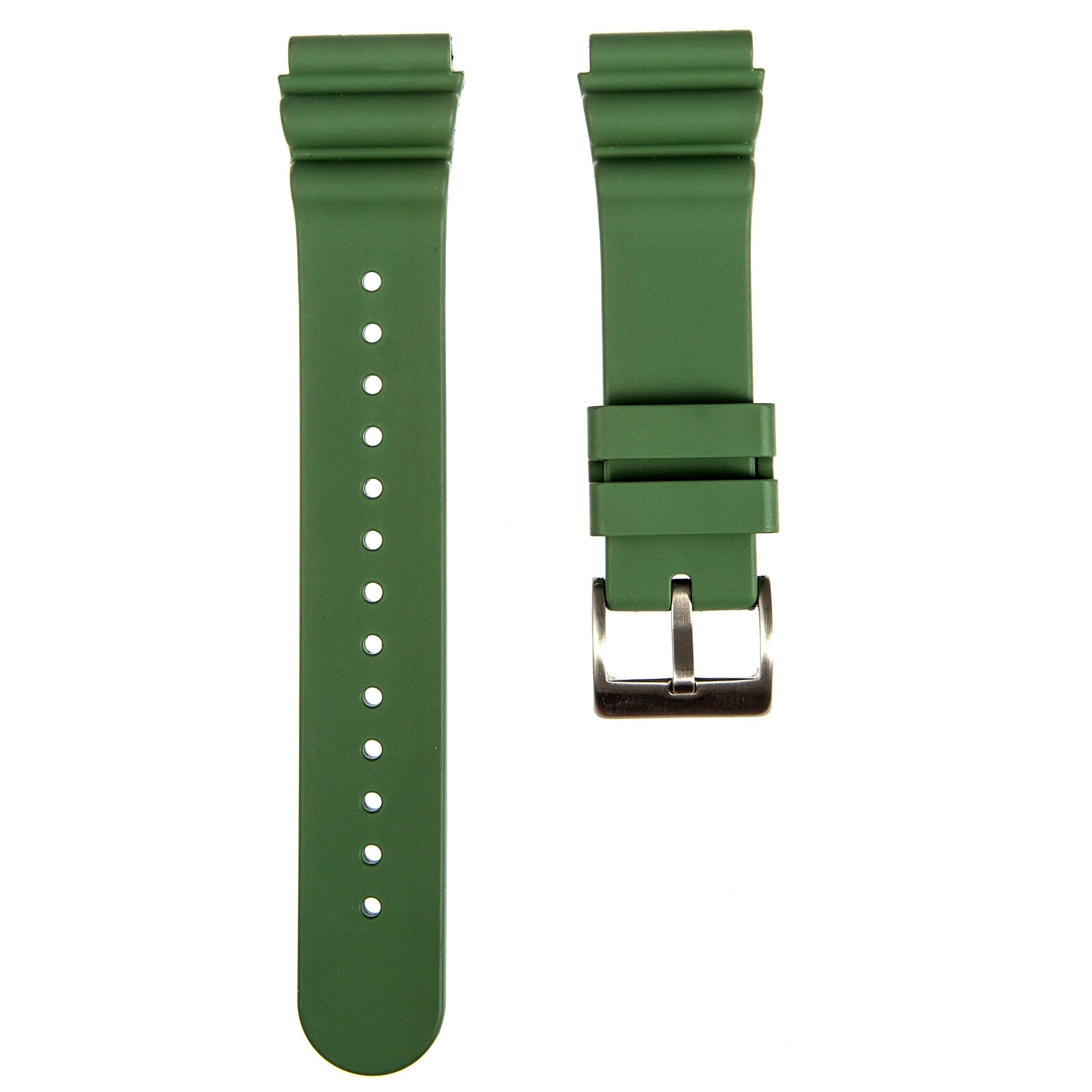 Wave FKM Rubber Strap-Compatible with Seiko SKX - Army Green (2413) -StrapSeeker