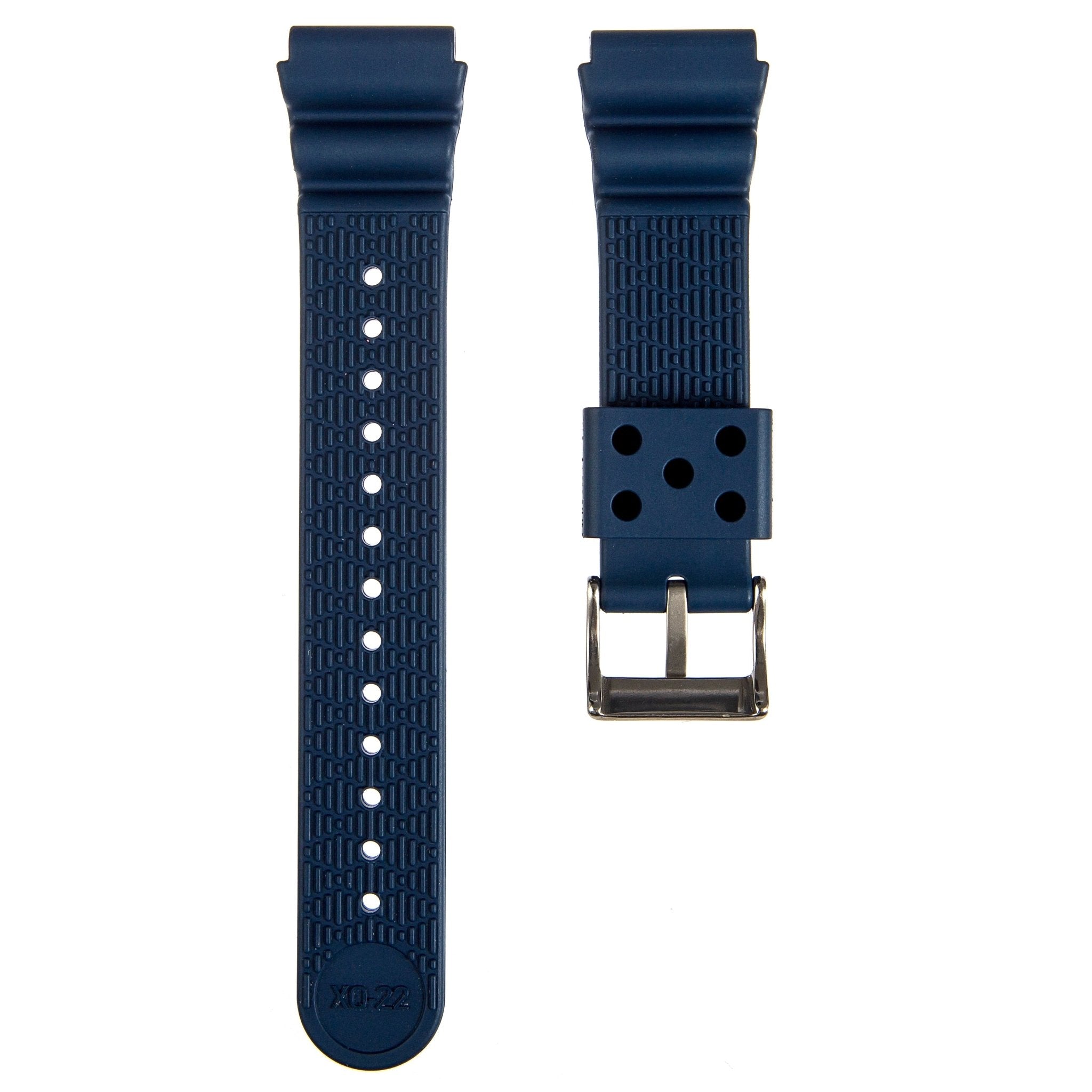 Wave FKM Rubber Strap - Compatible with Seiko SKX - Blue (2413) -StrapSeeker