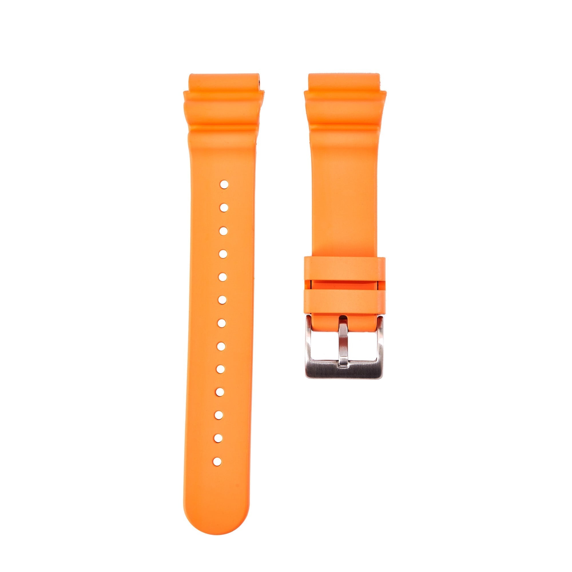 Wave FKM Rubber Strap - Compatible with Seiko SKX - Orange (2413) -StrapSeeker