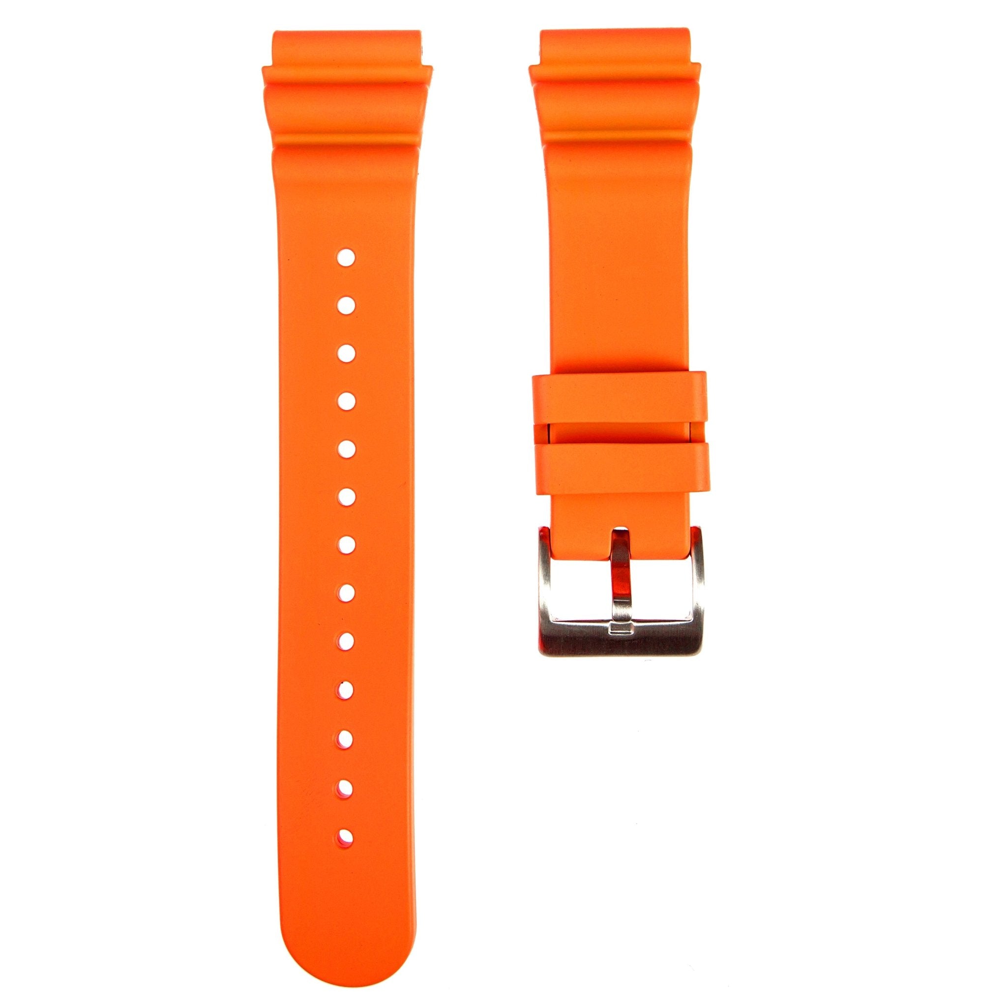 Wave FKM Rubber Strap - Compatible with Seiko SPRK - Orange (2413) -StrapSeeker