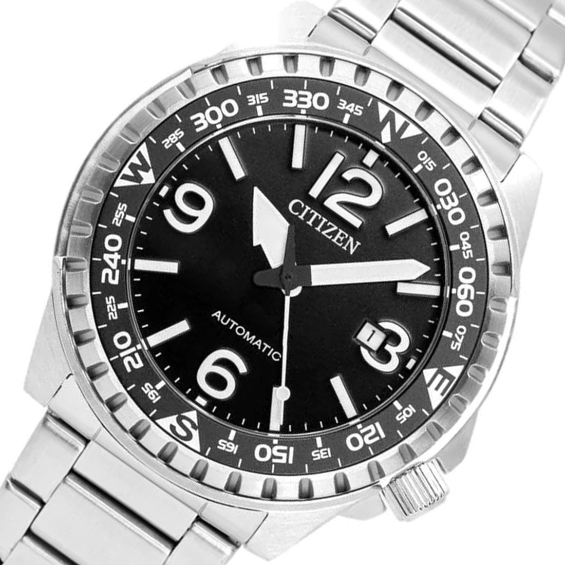 Citizen Automatic NJ2190-85E Black Dial Analog Stainless Sports Watch -Citizen