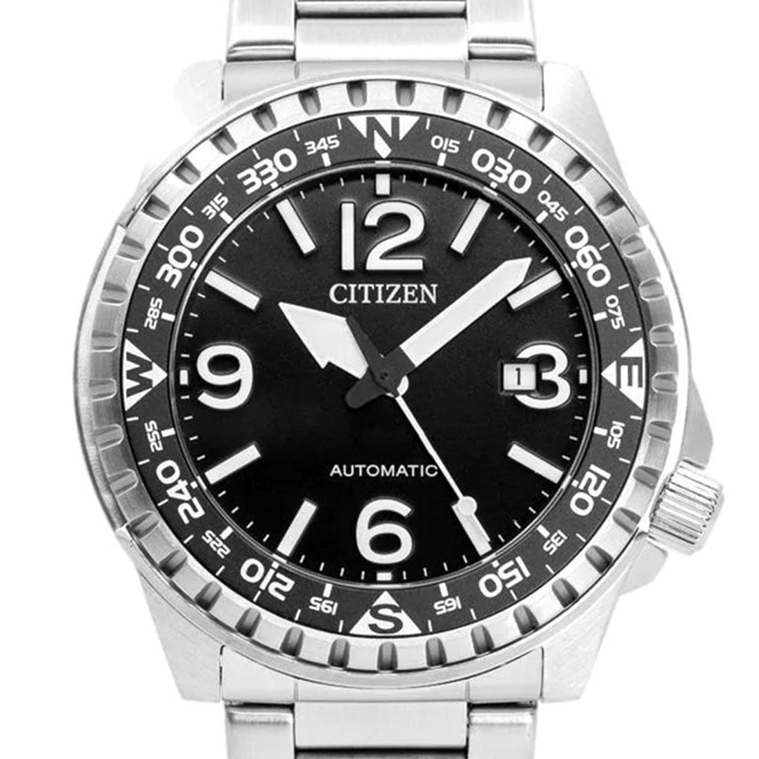 Citizen Automatic NJ2190-85E Black Dial Analog Stainless Sports Watch -Citizen