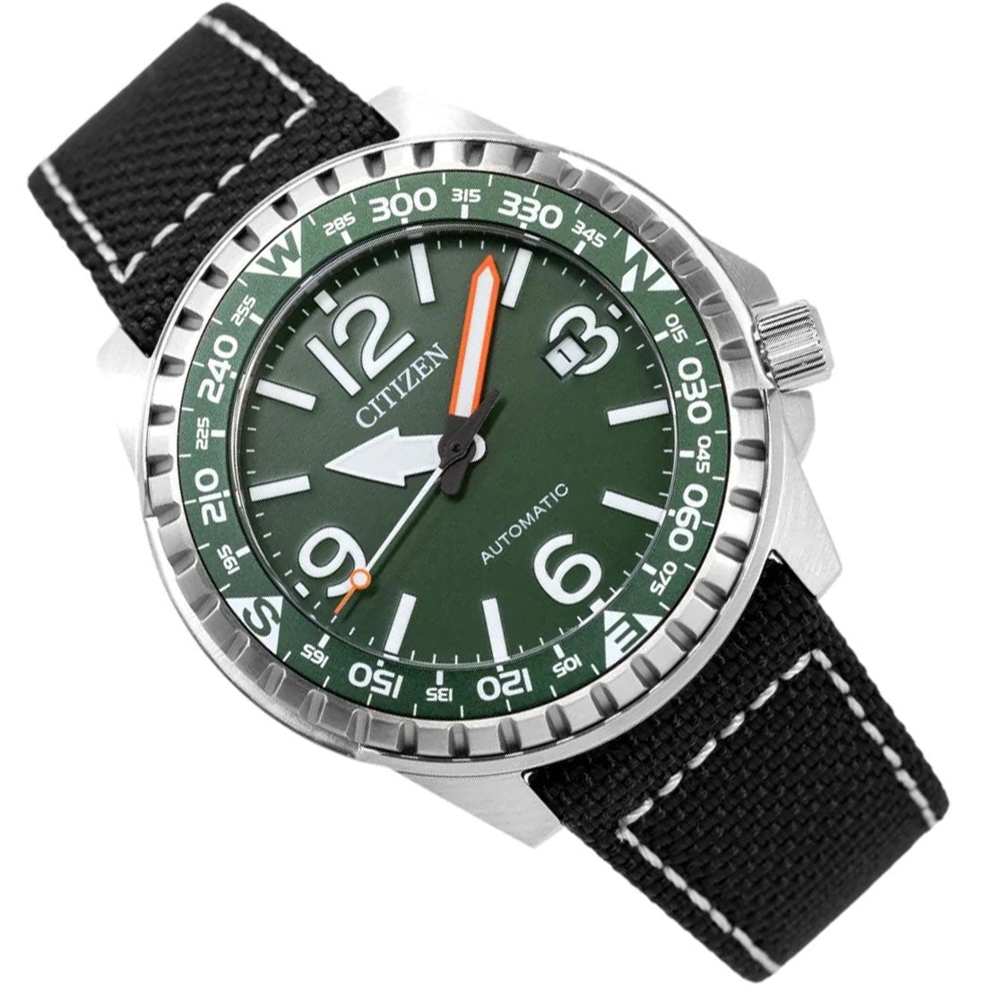 Citizen Automatic NJ2198-16X Black Nylon Green Dial Analog Sports Watch -Citizen