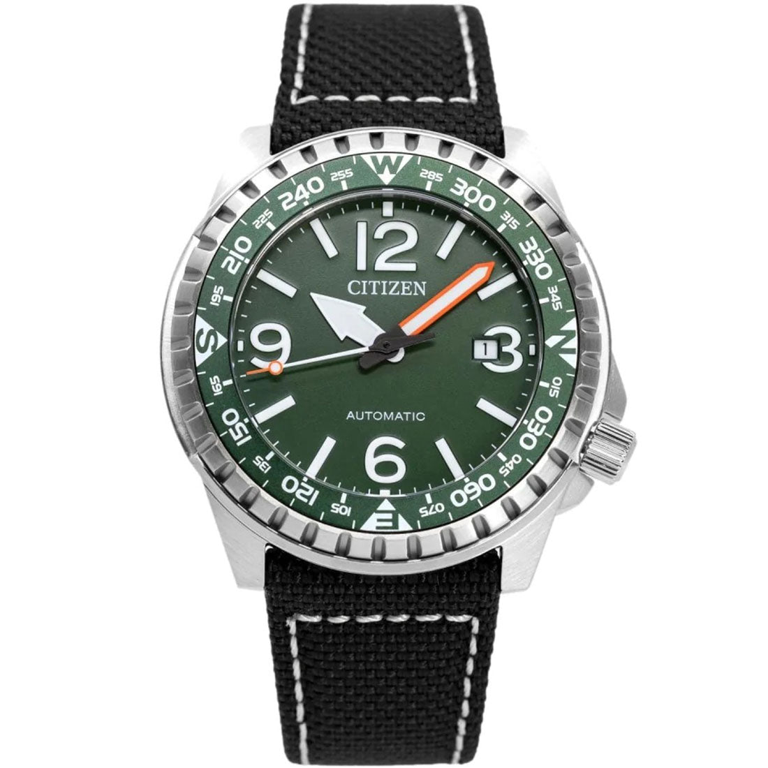 Citizen Automatic NJ2198-16X Black Nylon Green Dial Analog Sports Watch -Citizen