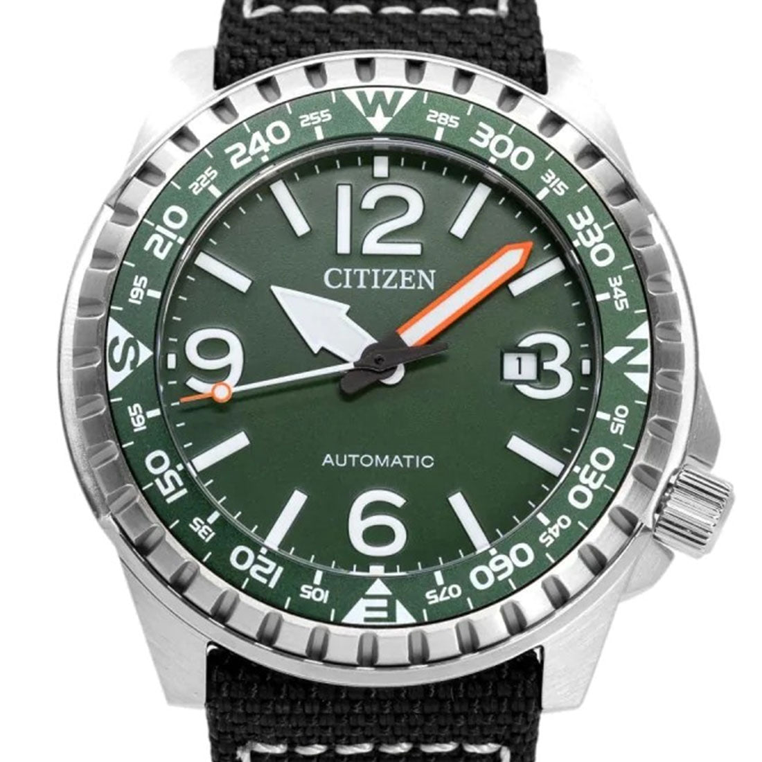 Citizen Automatic NJ2198-16X Black Nylon Green Dial Analog Sports Watch -Citizen