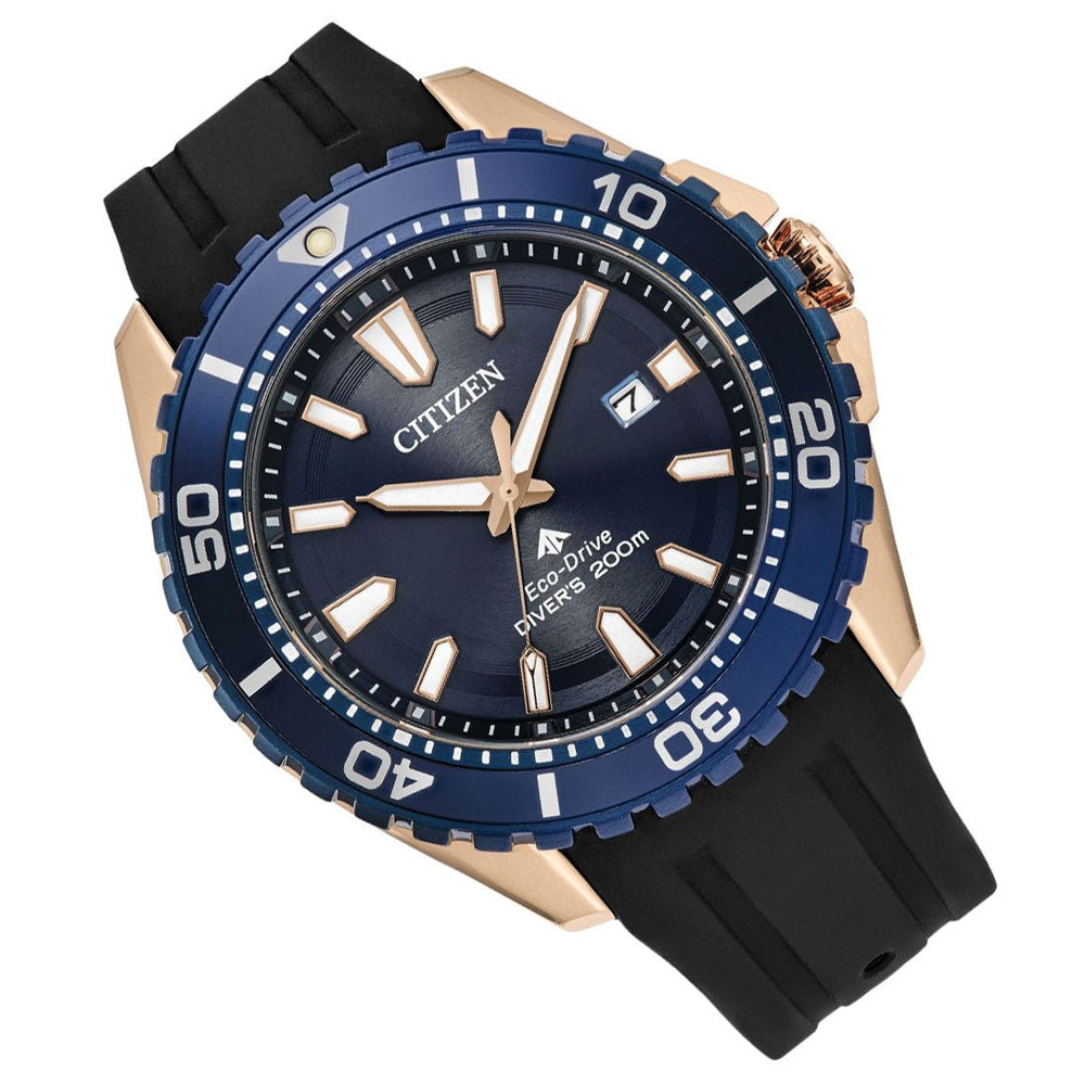 Citizen BN0196-01L Promaster Dive Eco-Drive Blue Dial Rubber Strap ...