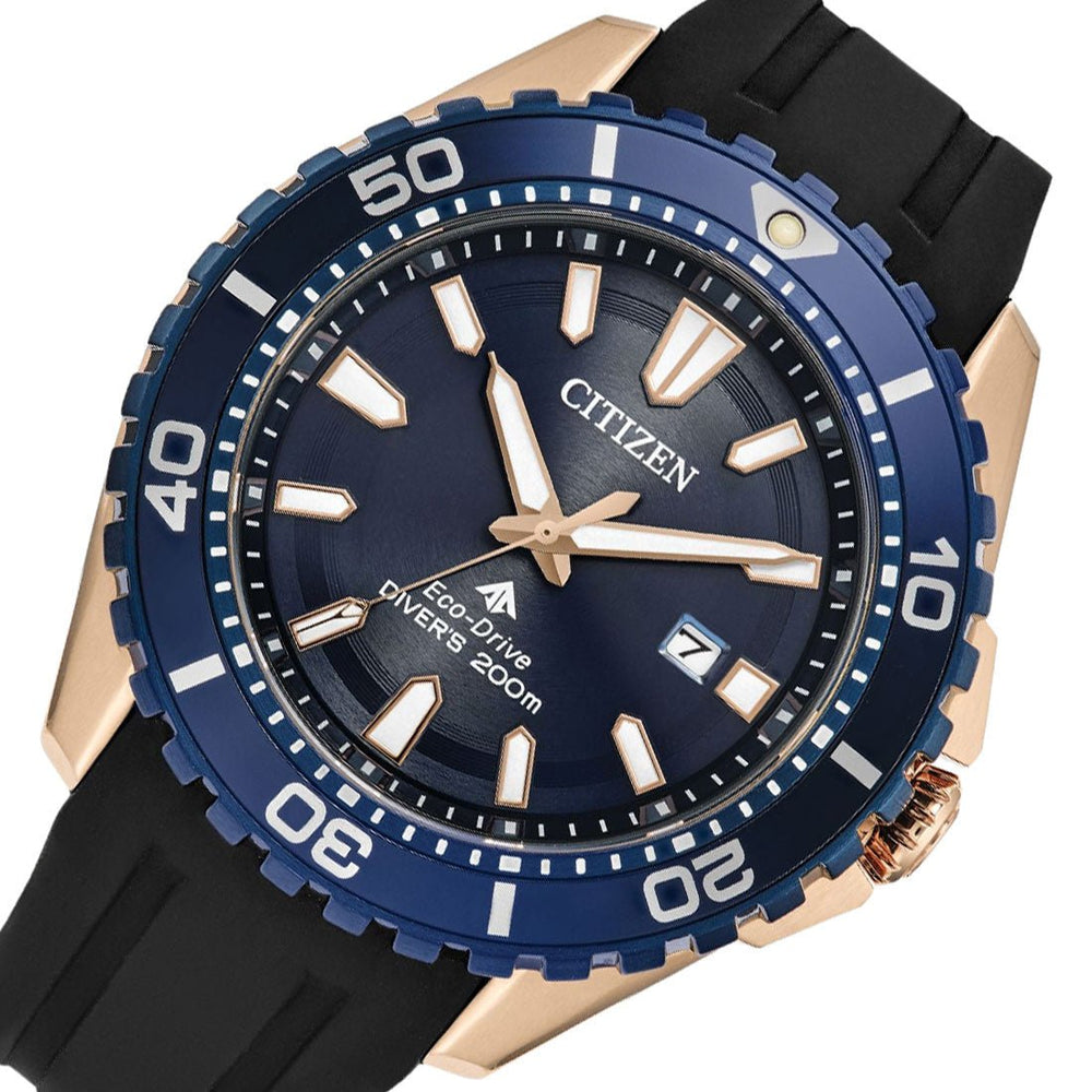 Citizen BN0196-01L Promaster Dive Eco-Drive Blue Dial Rubber Strap ...