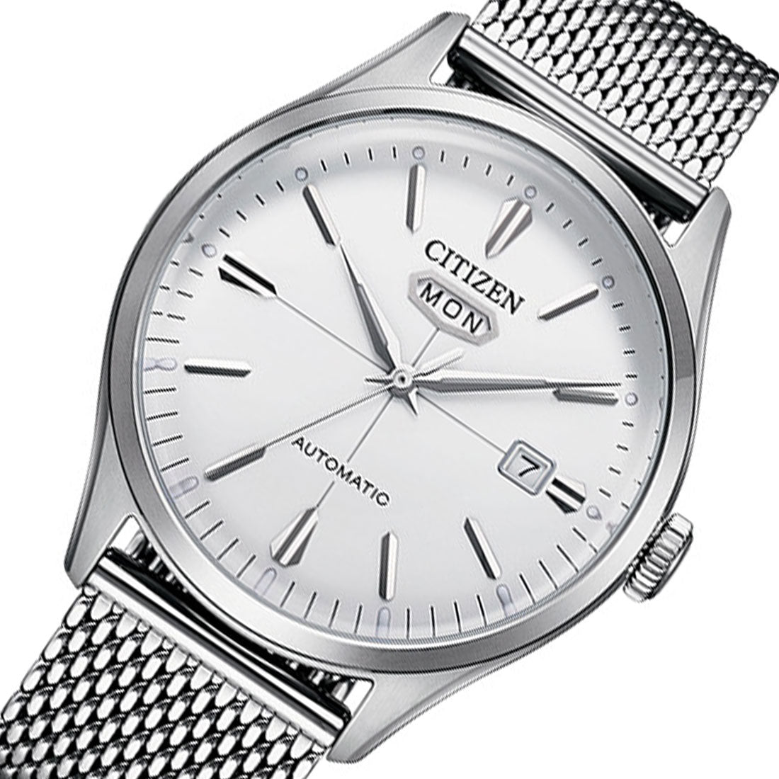 Citizen C7 Mechanical NH8390-89A NH8390-89 Silver Dial Mesh Stainless Steel Watch -Citizen