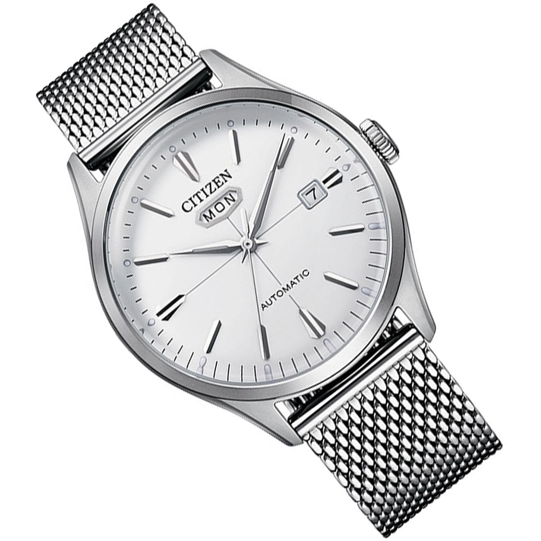 Citizen C7 Mechanical NH8390-89A NH8390-89 Silver Dial Mesh Stainless Steel Watch -Citizen