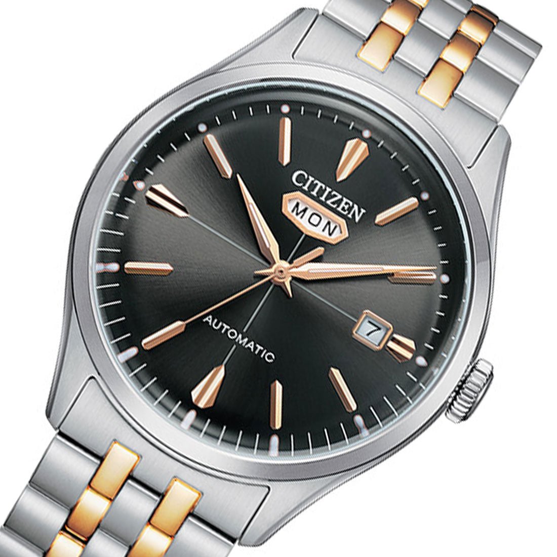 Citizen C7 Mechanical NH8394-70H NH8394-70 Black Dial Male Two Tone Watch -Citizen