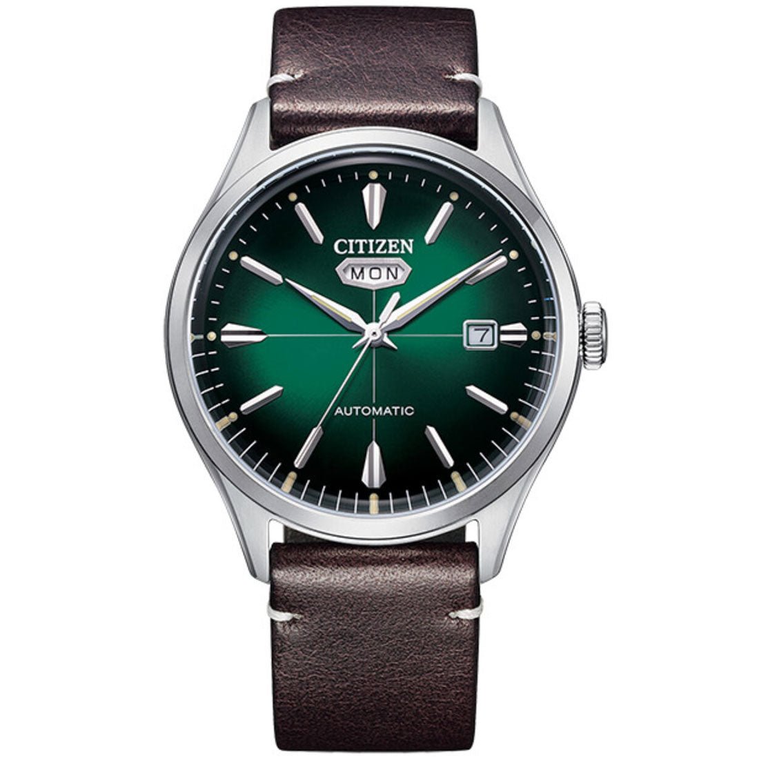 Citizen C7 NH8390-03X NH8390-03 Automatic Green Dial Male Leather Analog Watch -Citizen