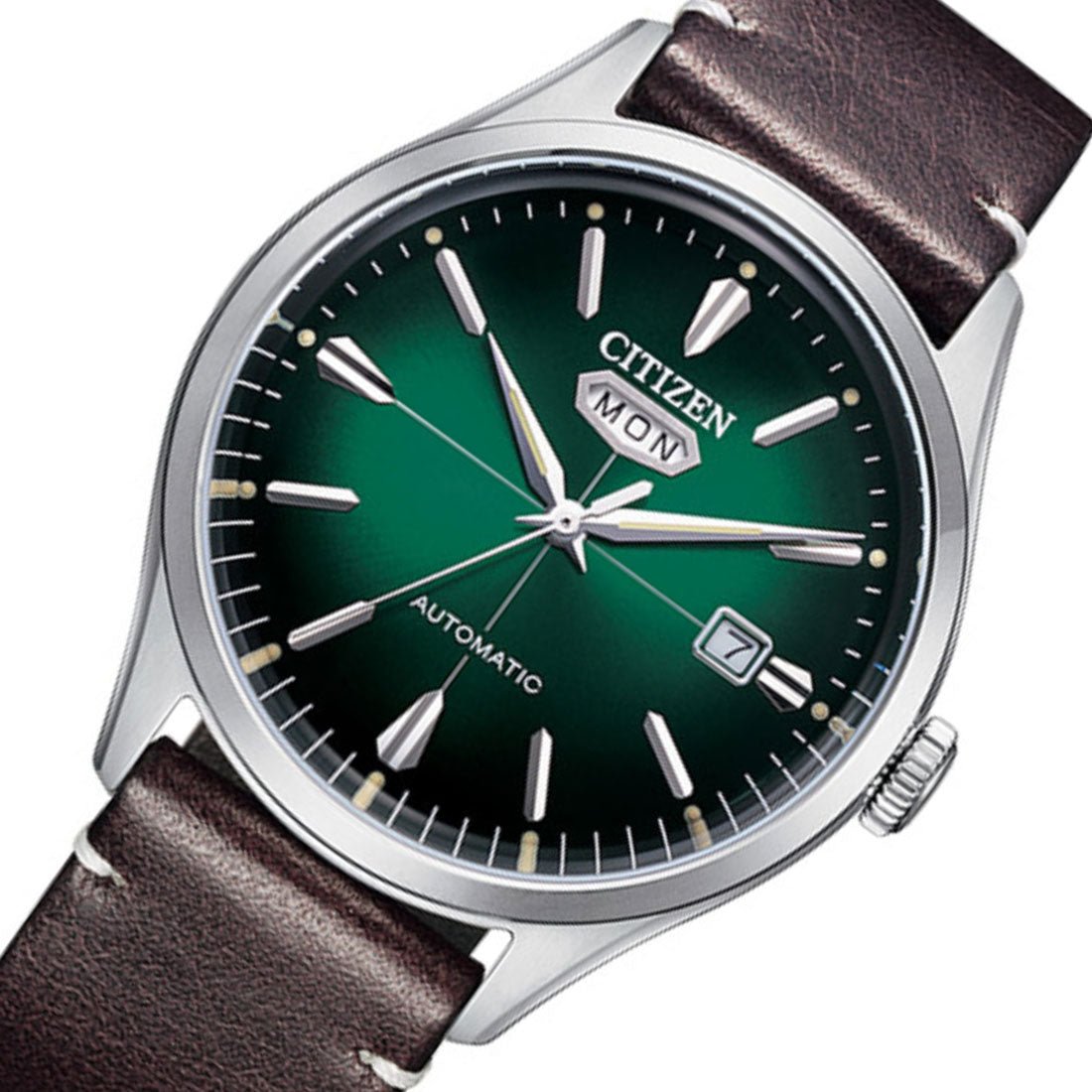 Citizen C7 NH8390-03X NH8390-03 Automatic Green Dial Male Leather Analog Watch -Citizen