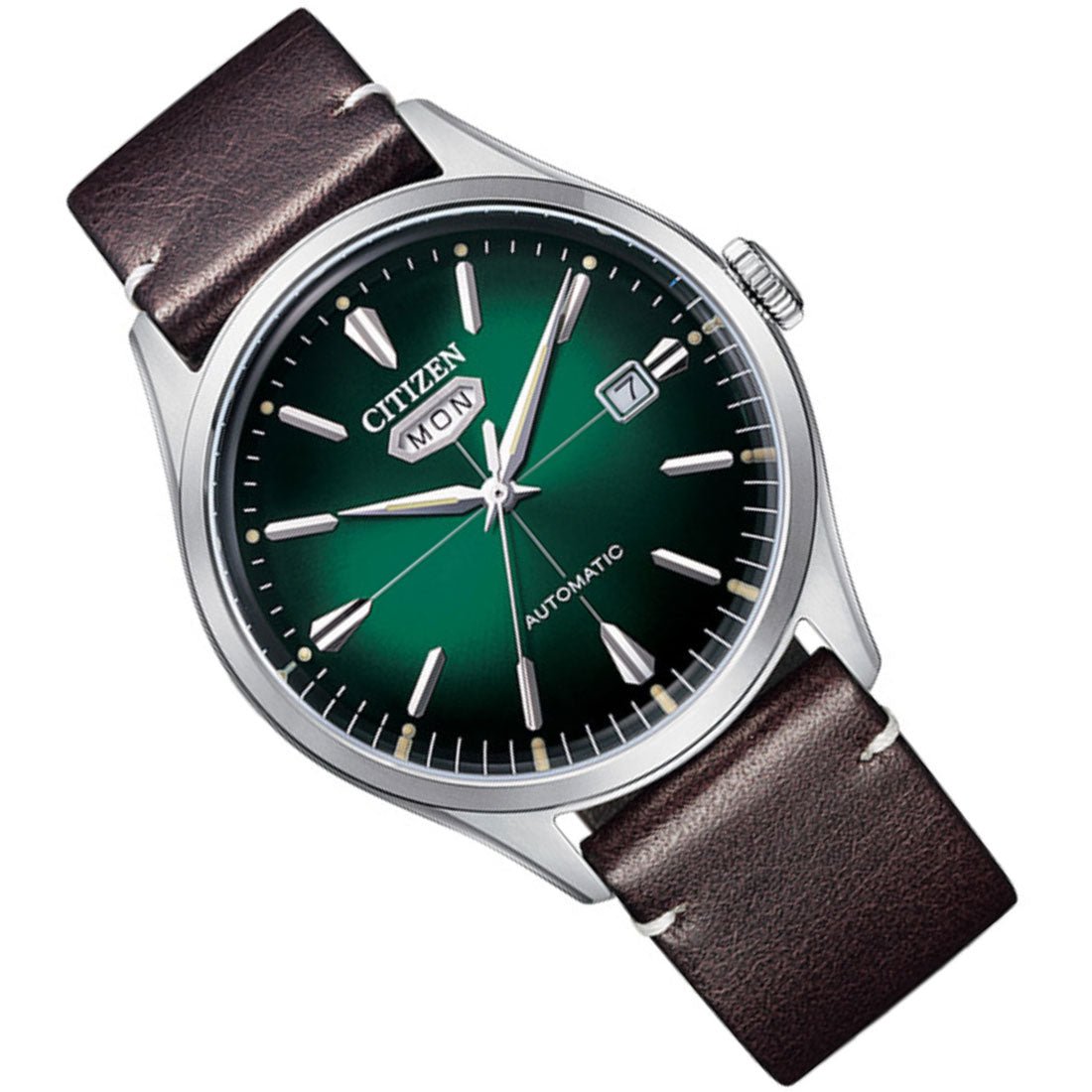 Citizen C7 NH8390-03X NH8390-03 Automatic Green Dial Male Leather Analog Watch -Citizen