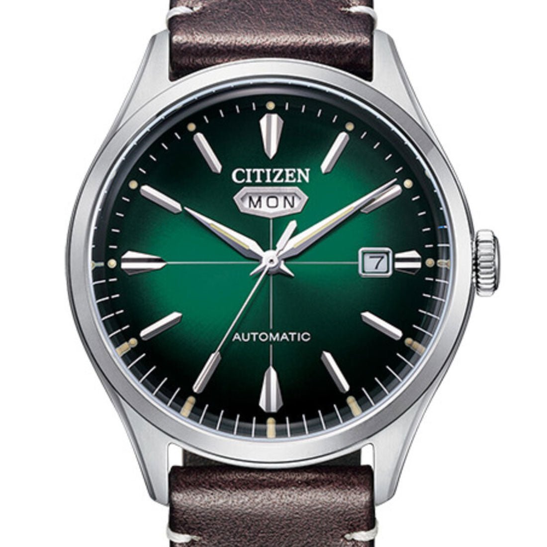 Citizen C7 NH8390-03X NH8390-03 Automatic Green Dial Male Leather Analog Watch -Citizen