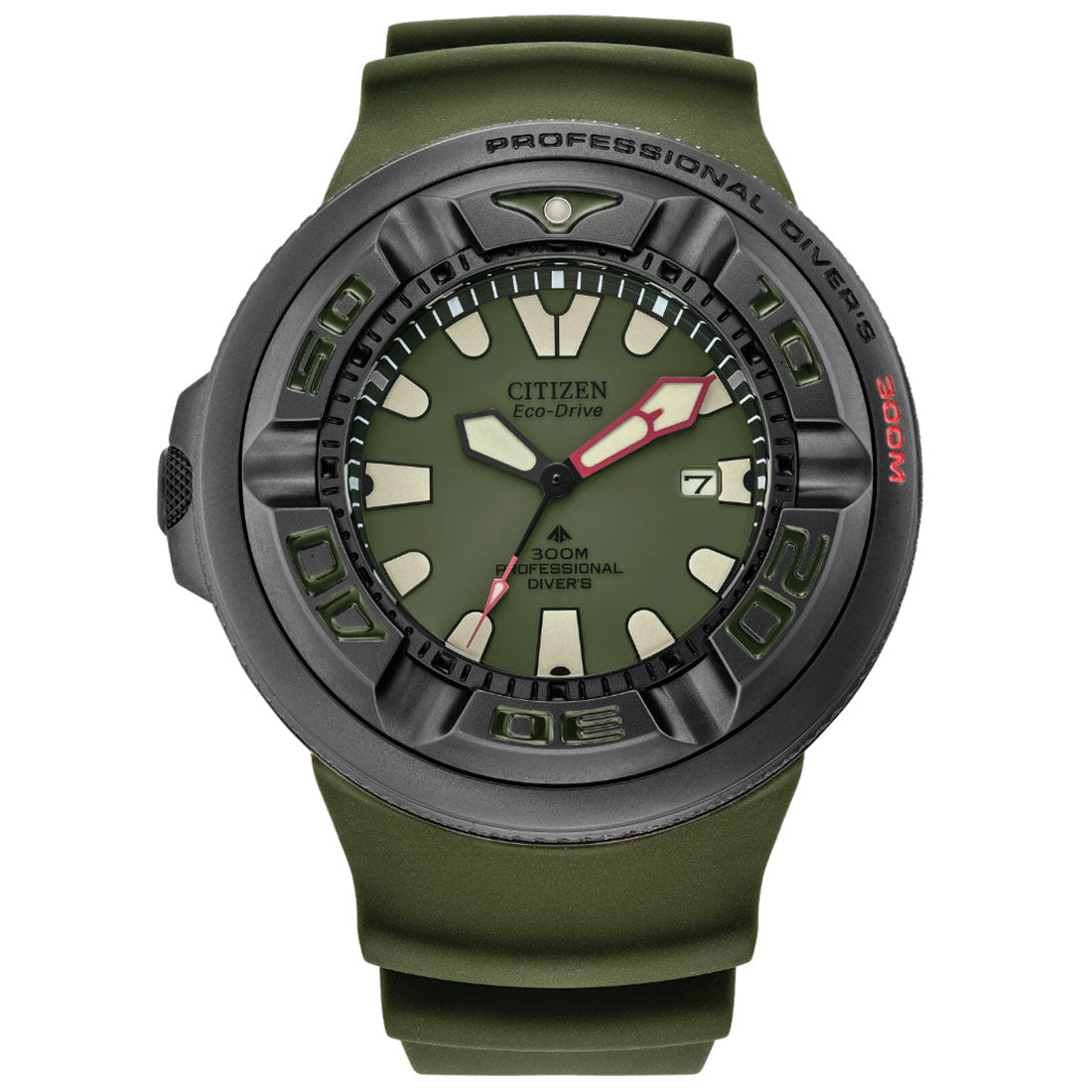 Citizen Ecozilla Promaster Dive BJ8057-09X Green Rubber Black Stainless Steel Diving Watch -Citizen