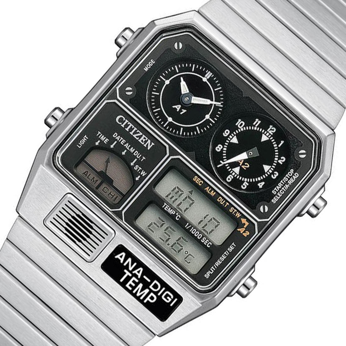 Citizen JG2101-78E Dual Time Digital Chronograph Temperature Watch -Citizen