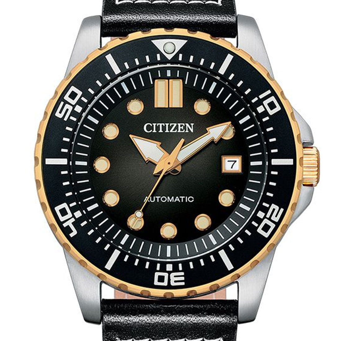 Citizen Mechanical NJ0176-10E Black Dial Leather Analog Mens Watch -Citizen