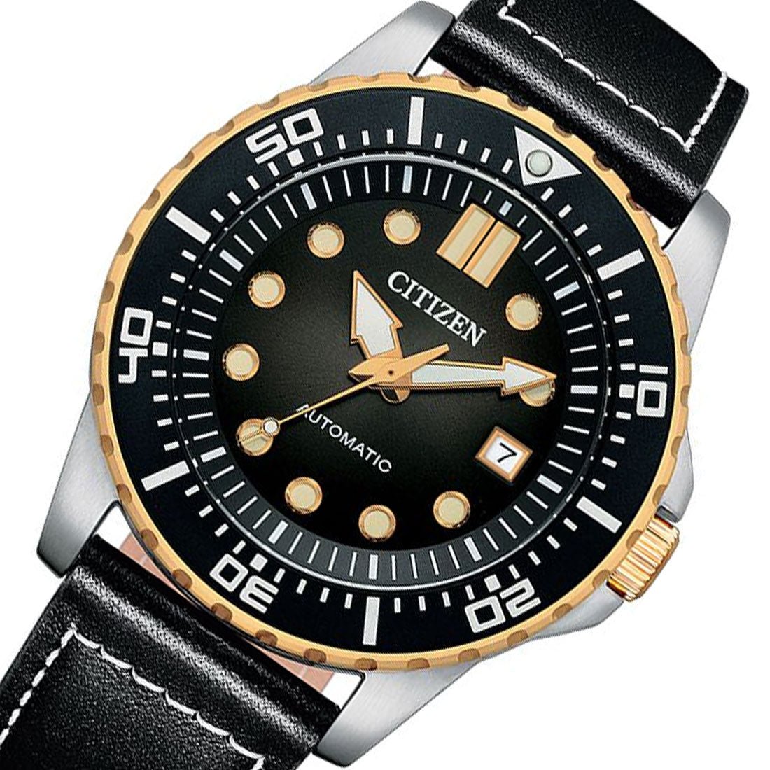 Citizen Mechanical NJ0176-10E Black Dial Leather Analog Mens Watch -Citizen