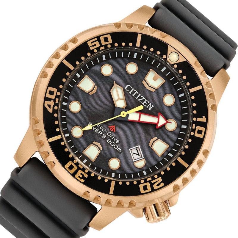 Gold Promaster Citizen Promaster Eco-Drive BN0163-00H Grey Rubber Rose Gold Case ...