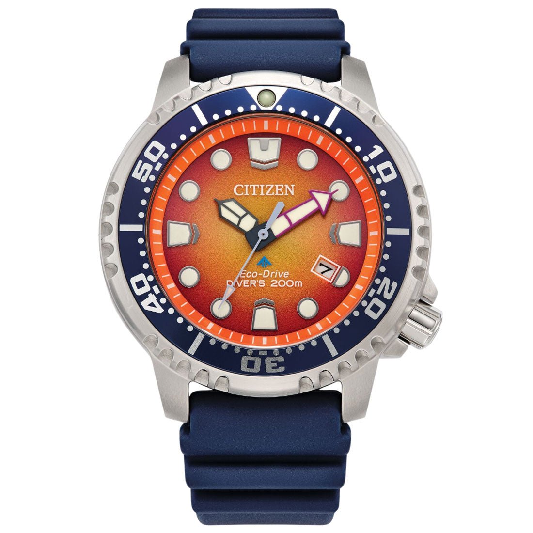Citizen Promaster Eco-Drive BN0169-03X Orange Dial Blue Rubber Diving Solar Watch -Citizen