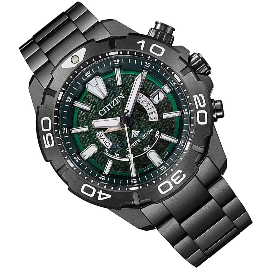 Citizen Promaster Marine Light in Black 2022 Green Edition AS7146-58W Titanium Watch with Extra Strap -Citizen