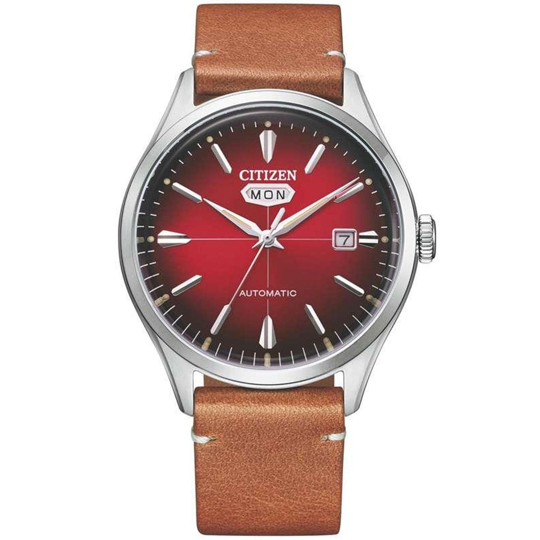 NH8390-11X Citizen C7 Automatic Red Dial Male Leather Analog Casual Watch -Citizen