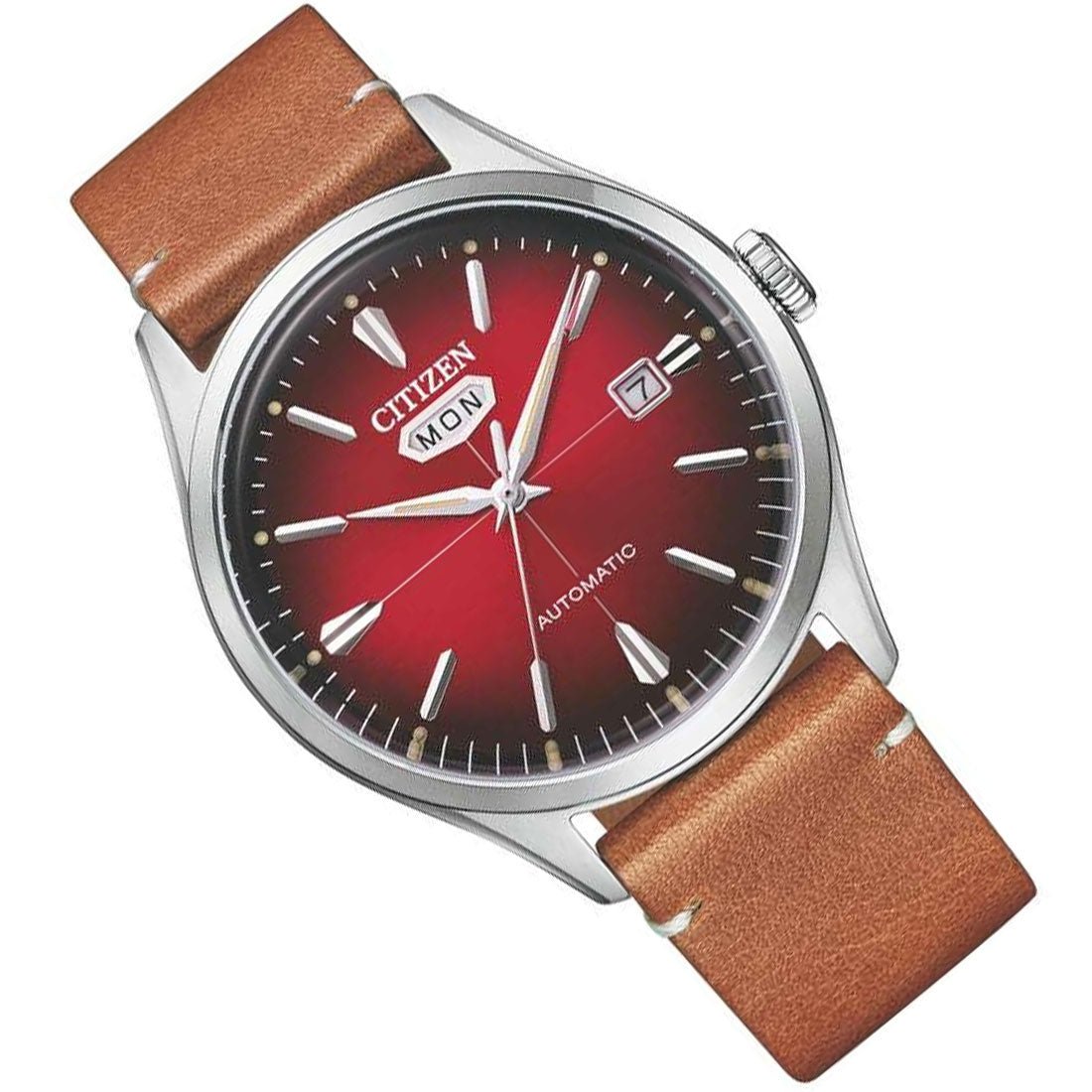 NH8390-11X Citizen C7 Automatic Red Dial Male Leather Analog Casual Watch -Citizen