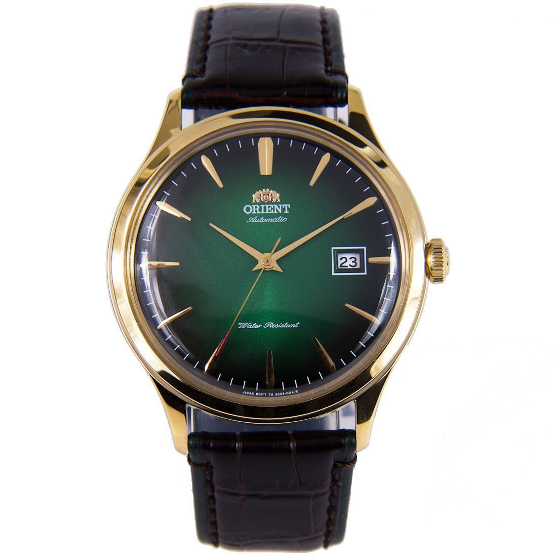 Orient Bambino Mechanical FAC08002F0 AC08002F Green Dial Leather Mens Watch -Orient