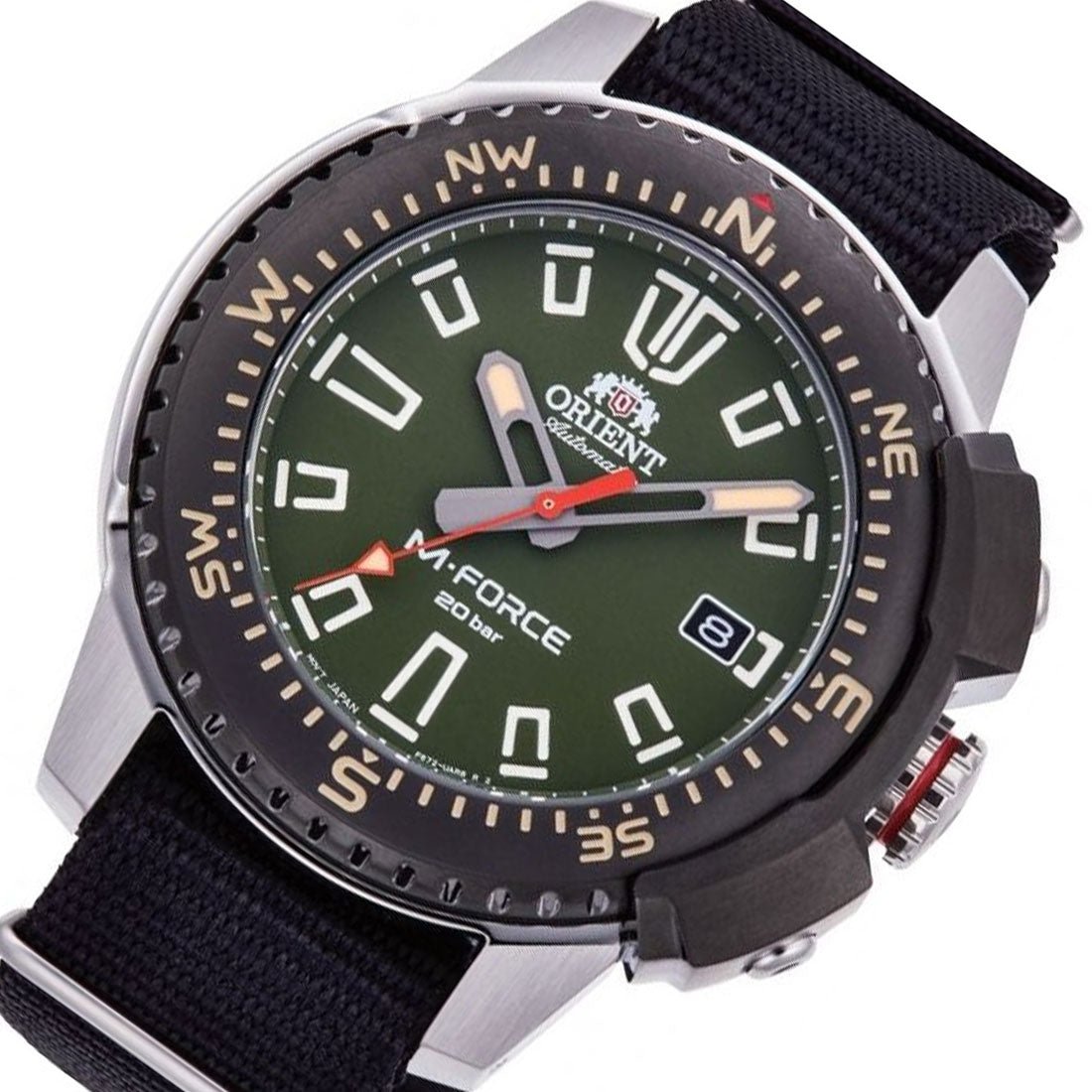 Orient M-Force Black Nylon RA-AC0N03E RA-AC0N03E10B Diving Green Dial Watch -Orient