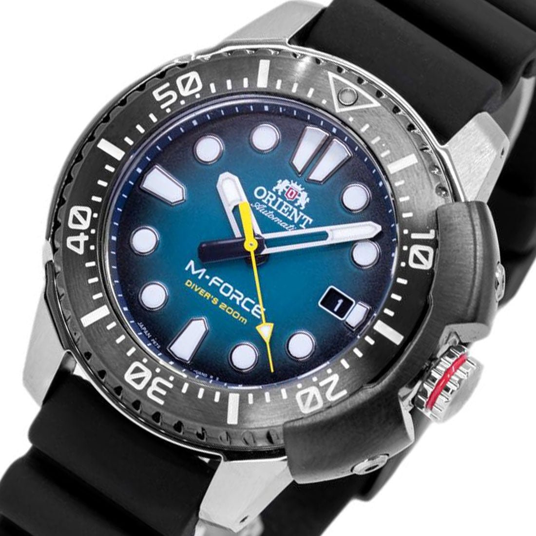 Orient M-Force Blue Dial RA-AC0L04L RA-AC0L04L00B Rubber Strap Dive Watch -Orient