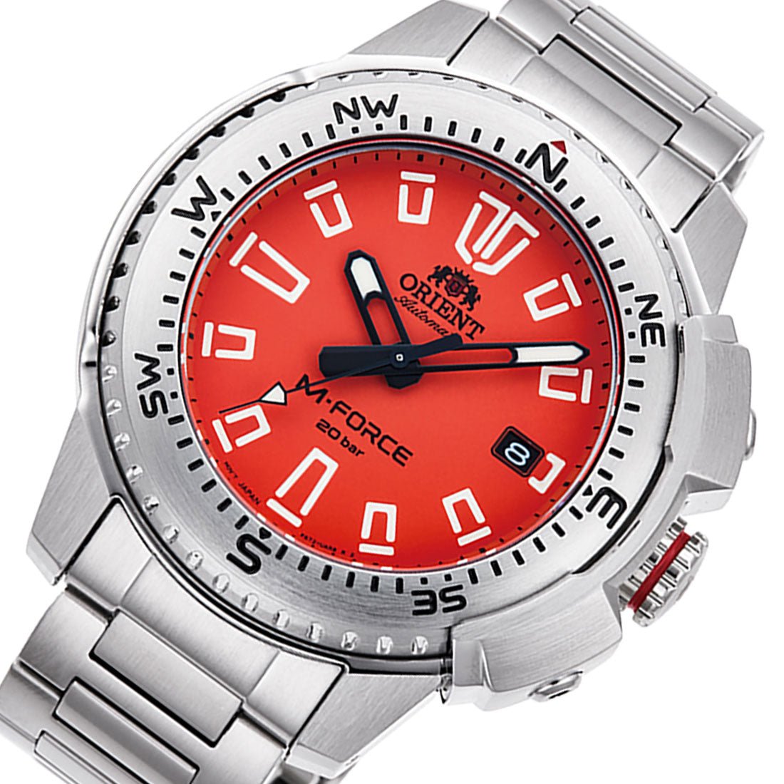 Orient M-Force Orange Dial RA-AC0N02Y RA-AC0N02Y10B Diving Stainless Steel Watch -Orient