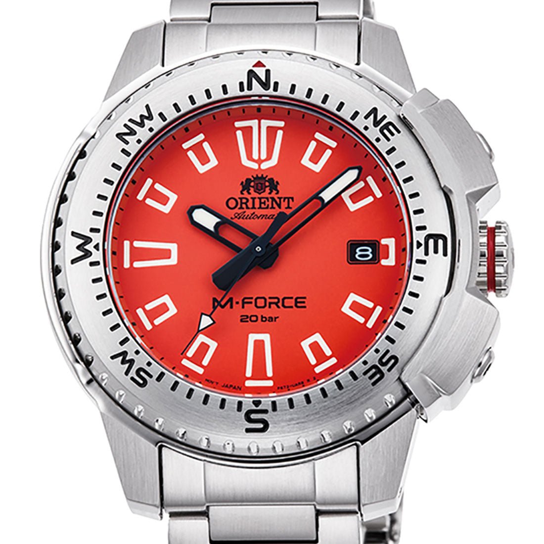 Orient M-Force Orange Dial RA-AC0N02Y RA-AC0N02Y10B Diving Stainless Steel Watch -Orient