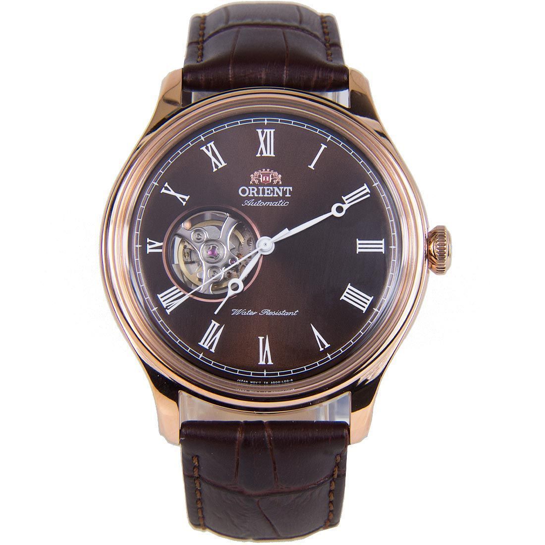 Orient Mechanical Brown Open Heart FAG00001T0 AG00001T Leather Analog Watch -Orient
