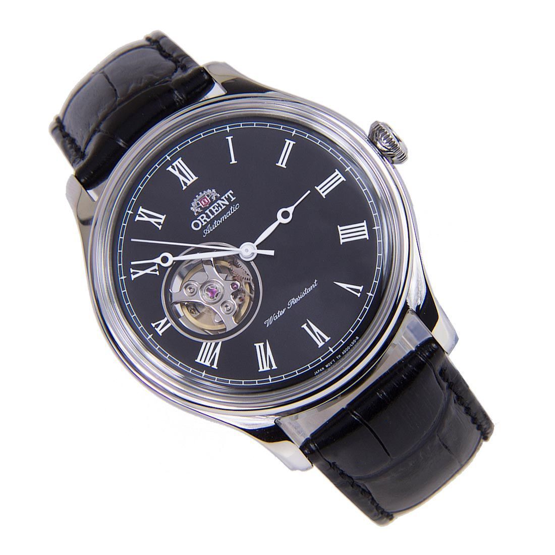Orient Mechanical Roman Numerals FAG00003B0 AG00003B Leather Black Dial Watch -Orient