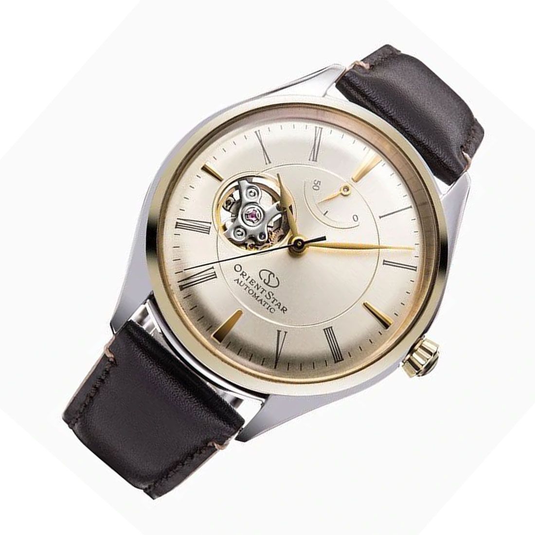 Orient Star Champagne Open Heart Dial RE-AT0201G00B RE-AT0201G Leather Watch -Orient