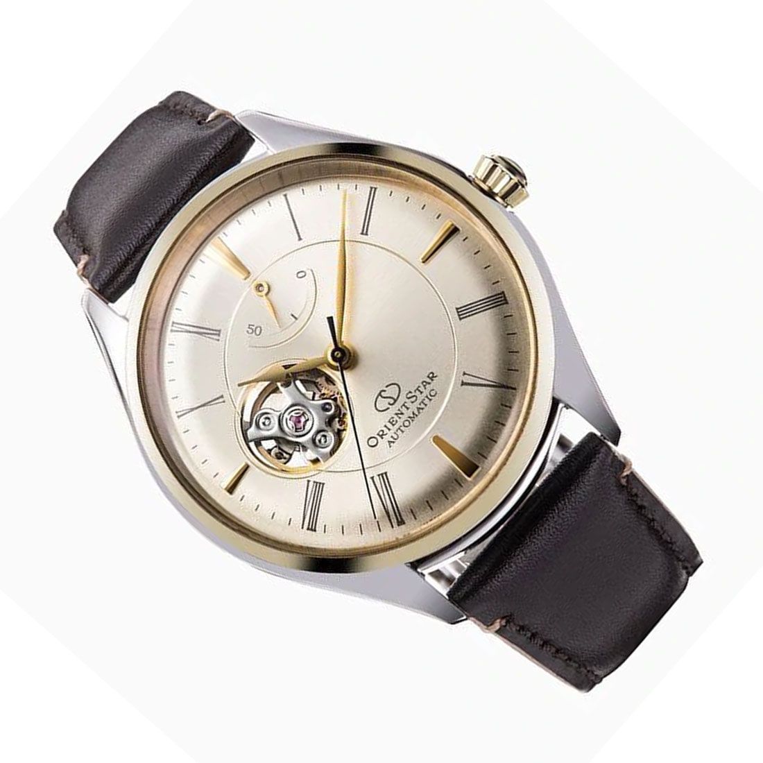 Orient Star Champagne Open Heart Dial RE-AT0201G00B RE-AT0201G Leather Watch -Orient