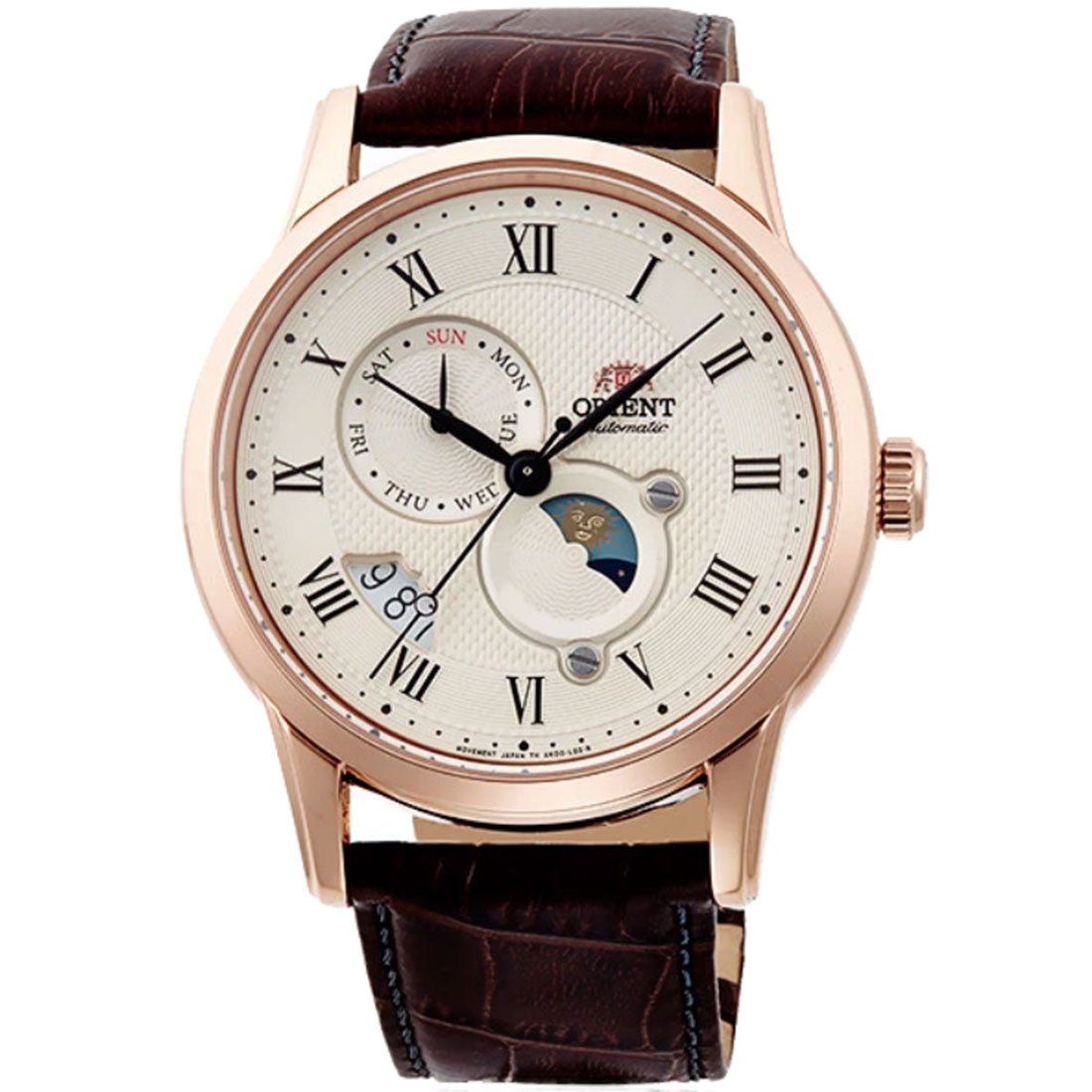 Orient Sun & Moon Automatic RA-AK0007S10B RA-AK0007S Leather Analog Watch -Orient