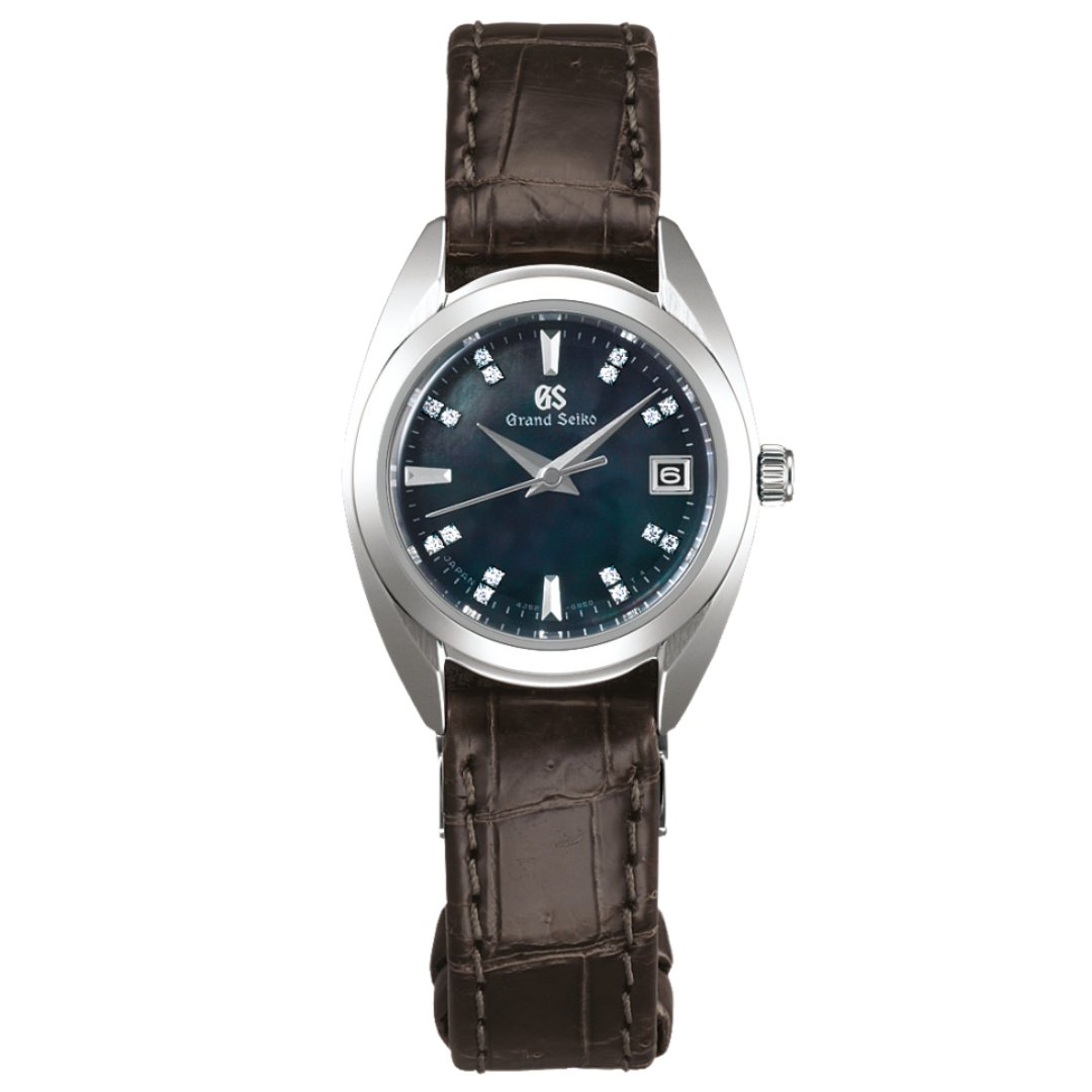 Grand Seiko GS STGF289G STGF289 Elegance Quartz Black Dial Dress Leather Watch -Seiko