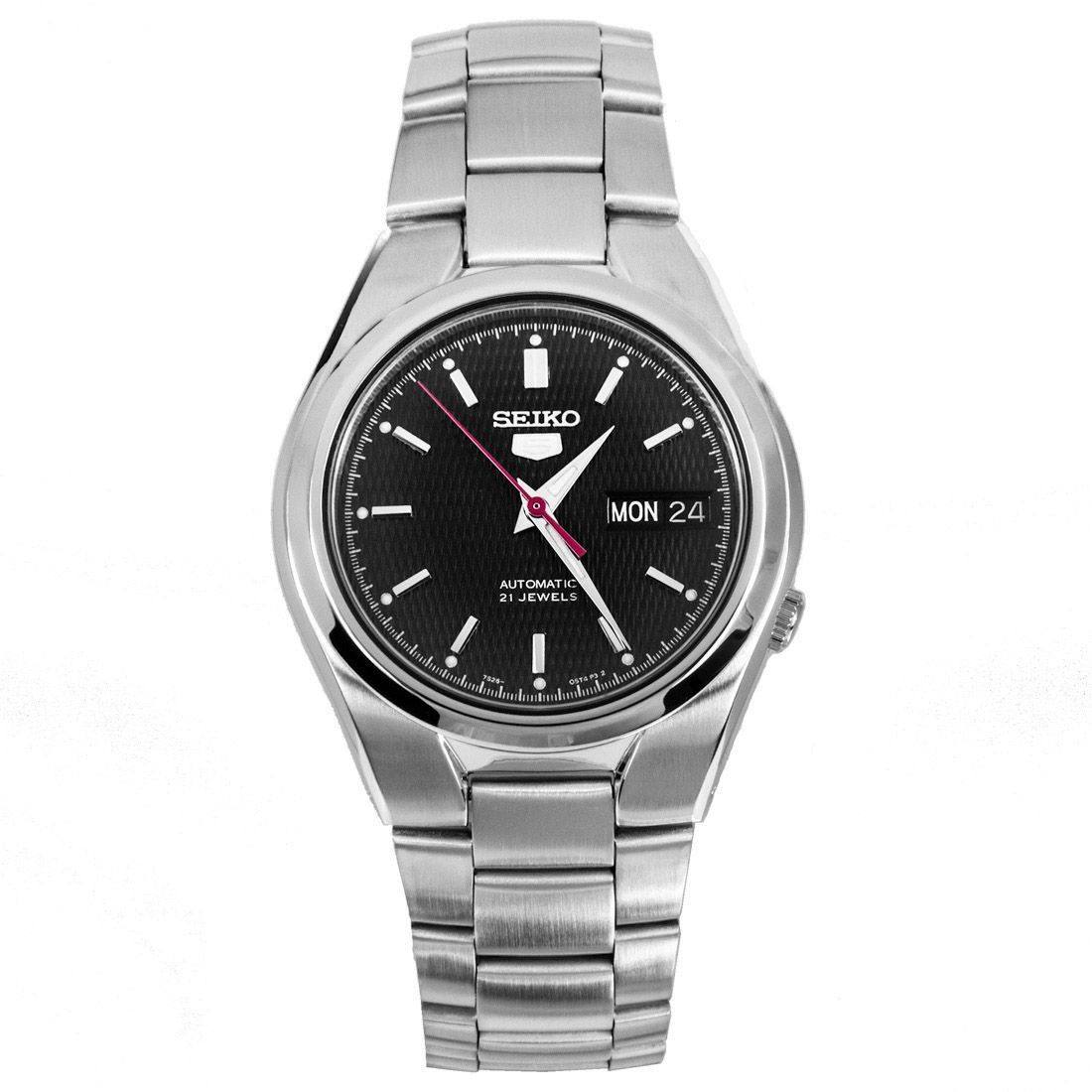 Seiko 5 Black Dial SNK607K1 SNK607 SNK607K Stainless Steel Watch -Seiko