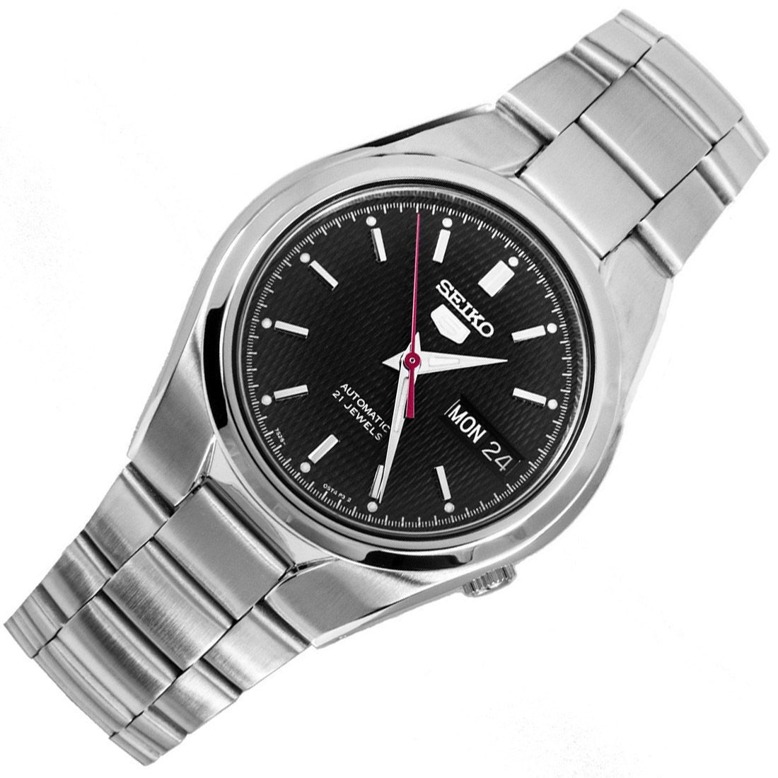 Seiko 5 Black Dial SNK607K1 SNK607 SNK607K Stainless Steel Watch -Seiko