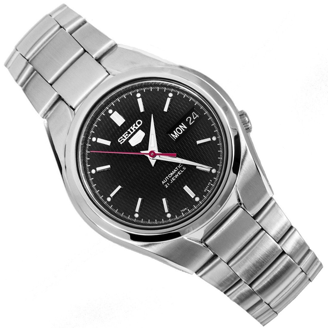 Seiko 5 Black Dial SNK607K1 SNK607 SNK607K Stainless Steel Watch -Seiko