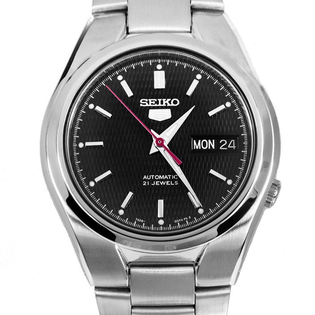 Seiko 5 Black Dial SNK607K1 SNK607 SNK607K Stainless Steel Watch -Seiko