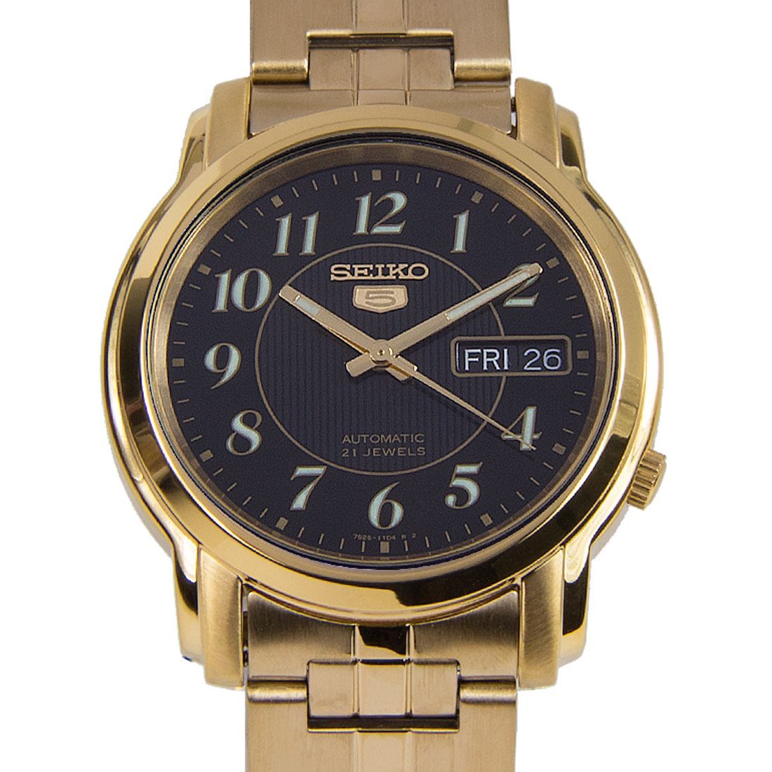 Seiko 5 Gold Automatic SNKL96K1 SNKL96 SNKL96K Black Dial Watch -Seiko