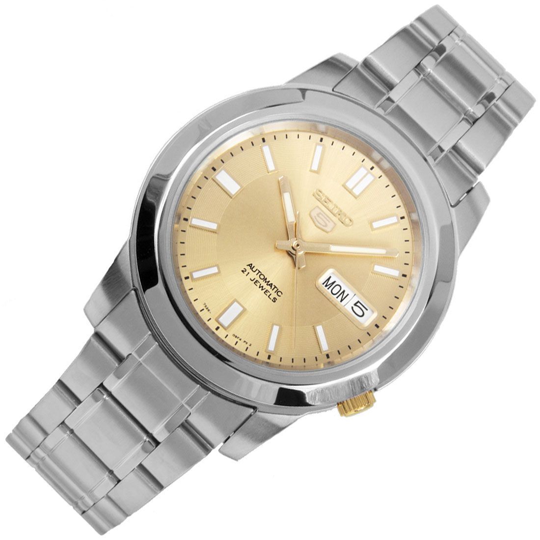 Seiko 5 Gold Dial Automatic SNKK13K1 SNKK13 SNKK13K Mens Watch -Seiko