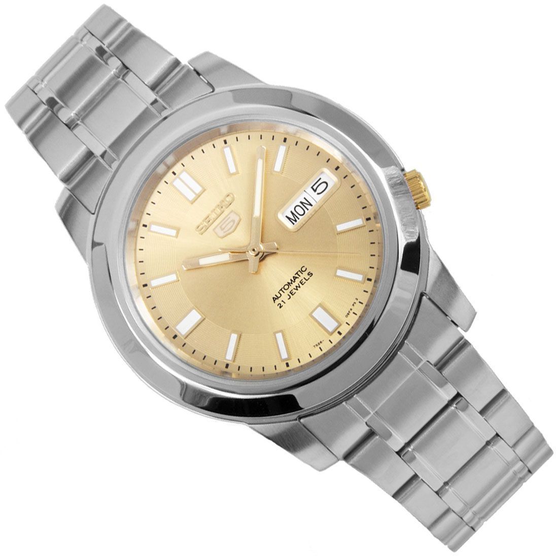 Seiko 5 Gold Dial Automatic SNKK13K1 SNKK13 SNKK13K Mens Watch -Seiko